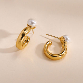 Premium Pearl Hoop Earrings