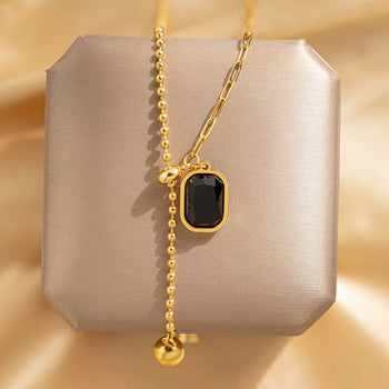Black Drop Frame Necklace