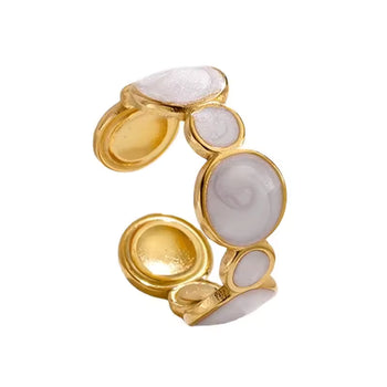 Dual Halo White Adjustable Ring