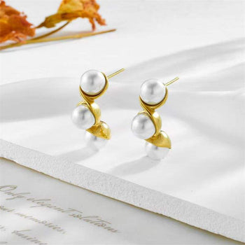 C-Shape Pearl Studs Earrings