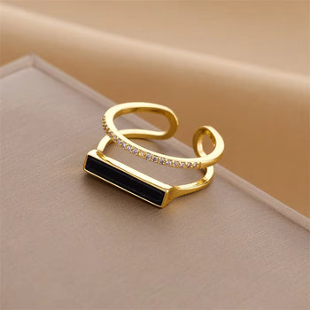 Sleek Black Stack Ring