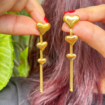 Golden Heart Drops Earrings