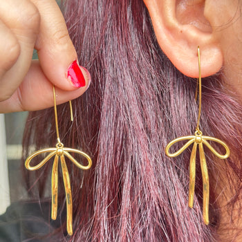 Golden Bow Drops Earrings