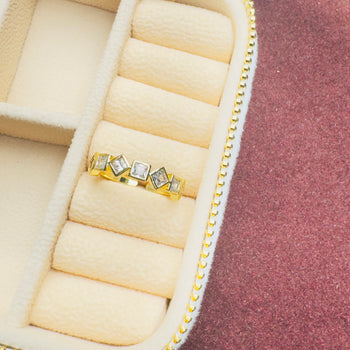 Geometric Diamond Gold Ring