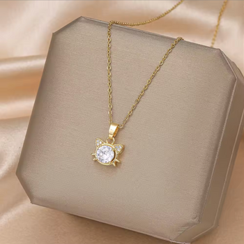 Cat Lover’s Sparkle Paw Pendant Necklace