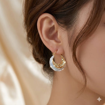 Modern Gold Pearl Hoops