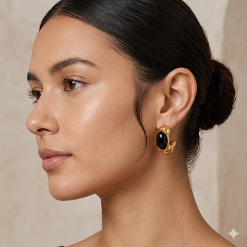Black Natural Stone Earrings
