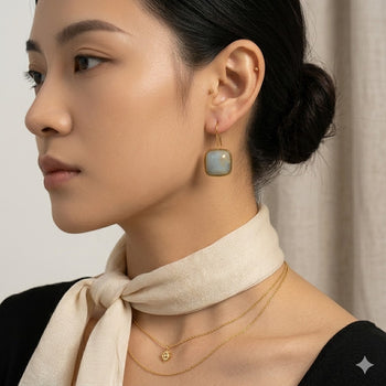 Azure Geo-Square Studs Earrings