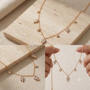 Leaf Rhinestone Necklace