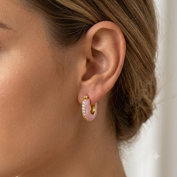 Pink U Shaped Hoop Earrings