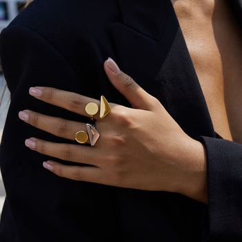 Minimalist Asymmetric Geometric Silver Ring