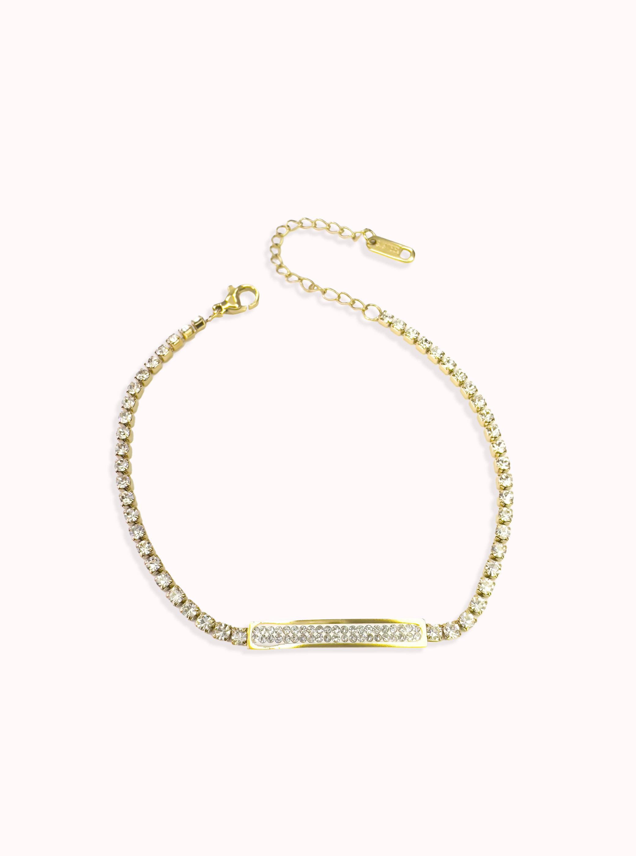 Bar Zircon Layered Chain Bracelet