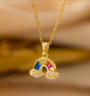 Golden Rainbow Charm Necklace