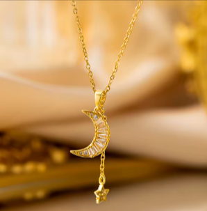 Moon Star Rhinestone Neclace