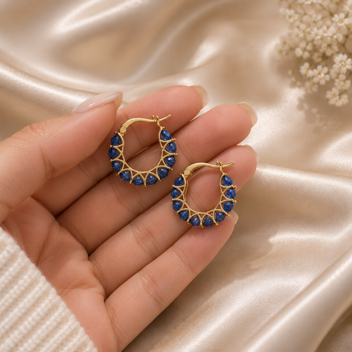 Sapphire Glow Bali Earrings