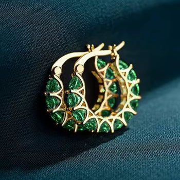 Emerald Gold Glow Bali Earrings