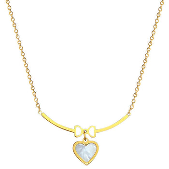 Pearl Bow Heart Necklace