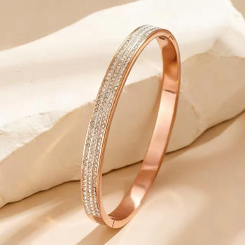 Z-Luxe Rose Gold Wave Bangle Bracelet