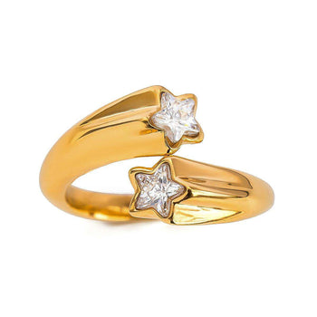 Minimalist Heart Star White Zircon  Ring