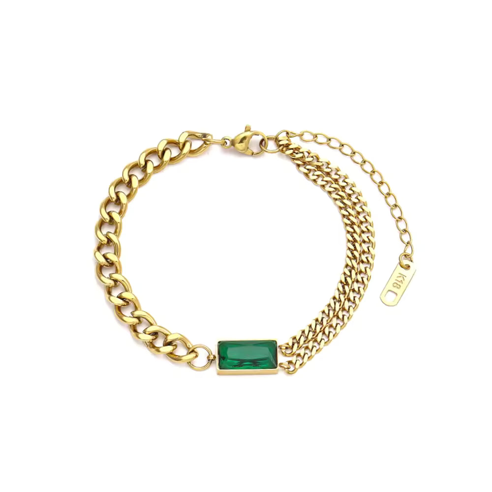 Dreamshow Green Cuban Chain Bracelet