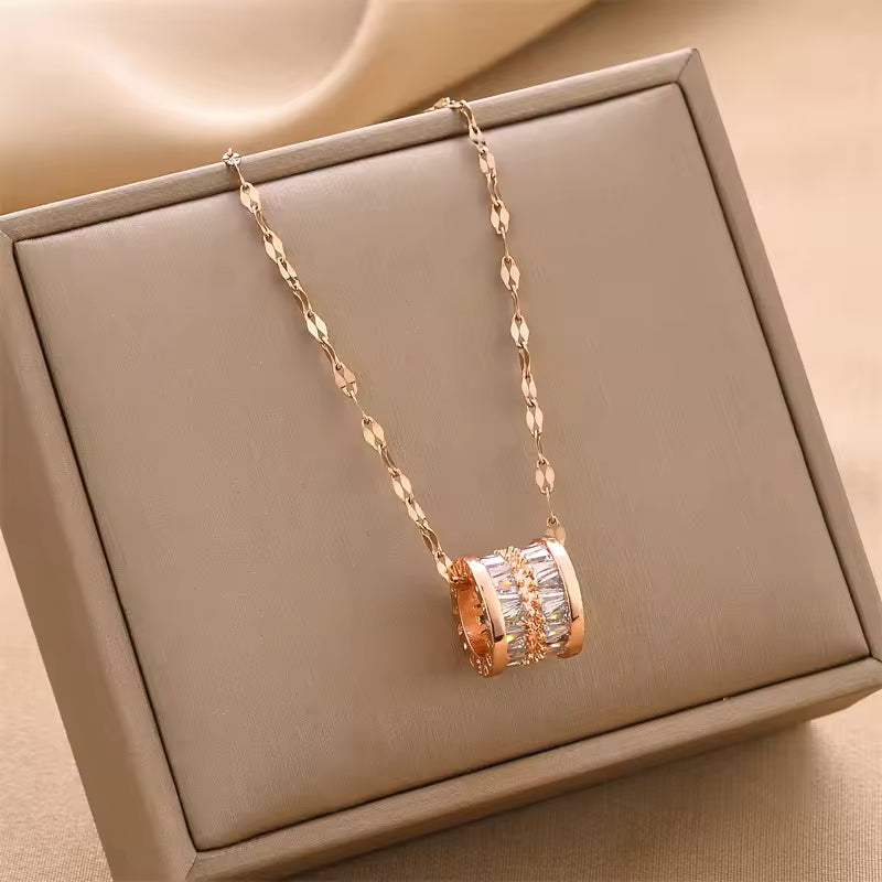 Drum Dazzle Rose Gold Necklace