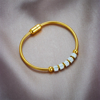 Zircon Beaded Titanium Bangle