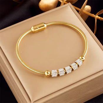 Zircon Beaded Titanium Bangle