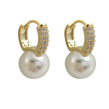 Pearl Rhinestone Studs Earrings