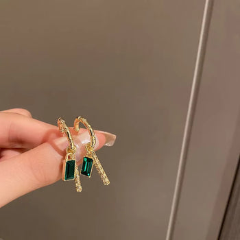 Emerald & Zircon Dangle Earrings
