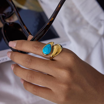 Teardrop Natural Stone Ring