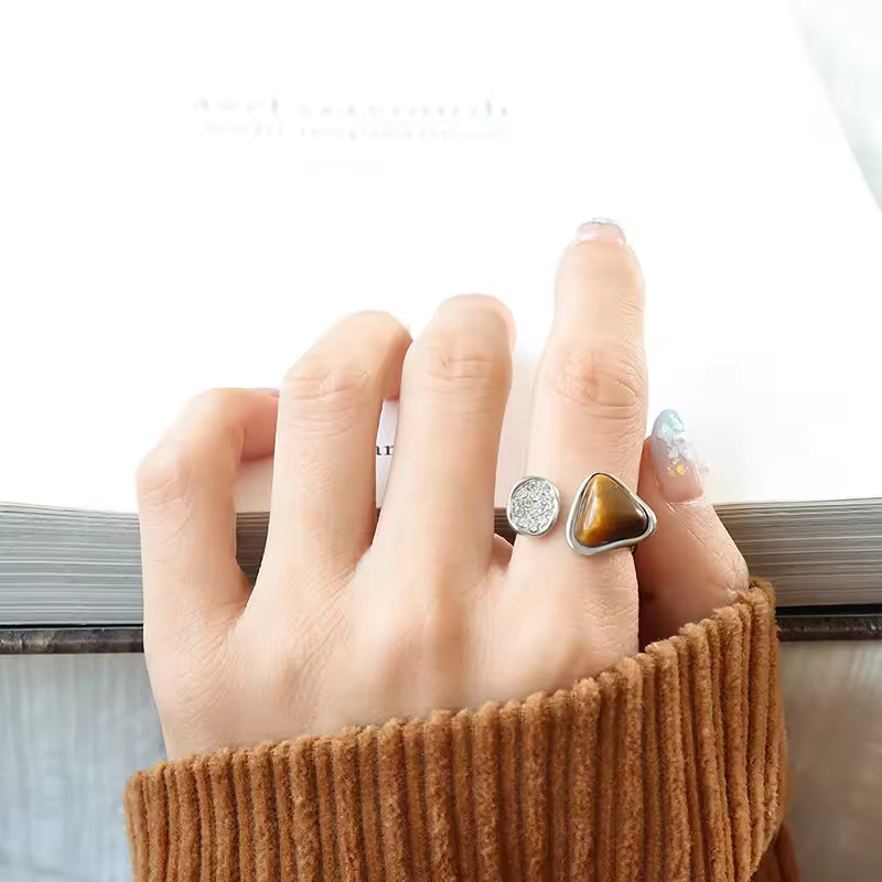 Chic Brown Trendy Geometric Ring
