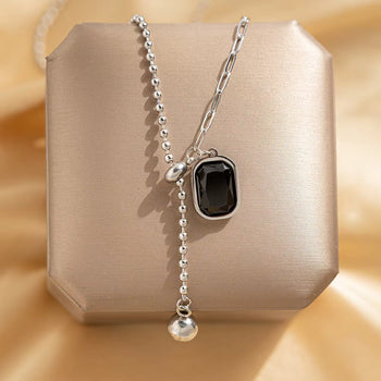 Black Drop Frame Necklace