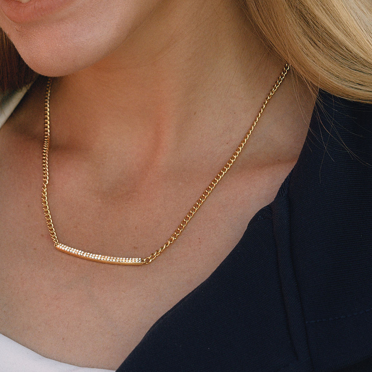 White Rhinestone Smile Face Necklace