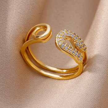 Inlaid with Heart Crown Multi-element Ring