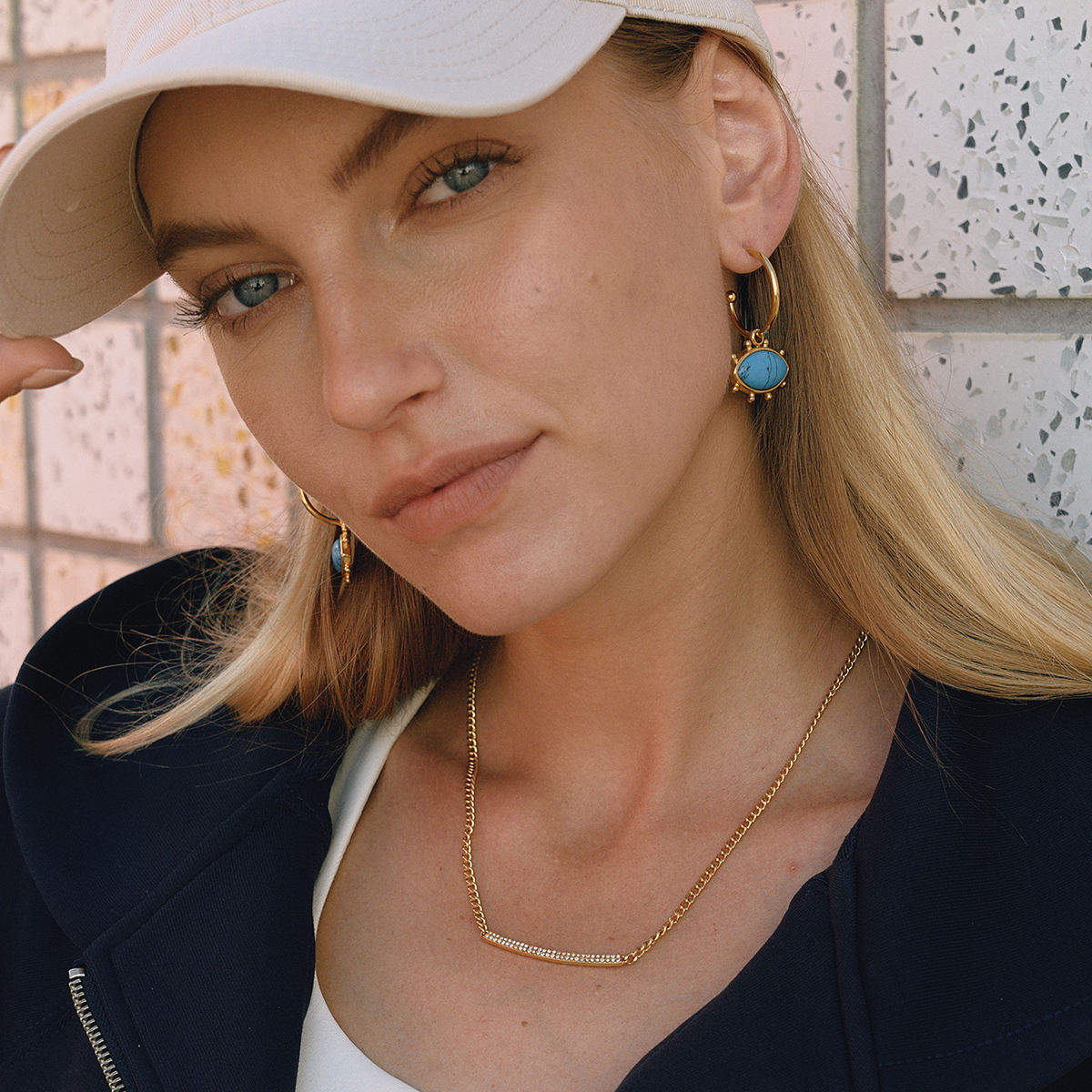 White Rhinestone Smile Face Necklace