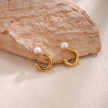 Premium Pearl Hoop Earrings