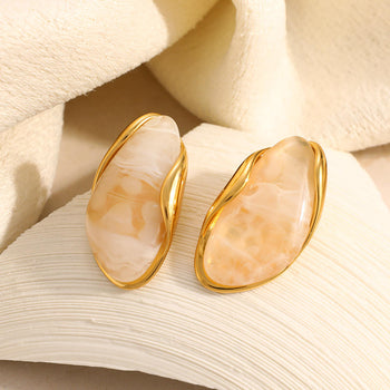 Classy Ivory Peach Stud Earrings