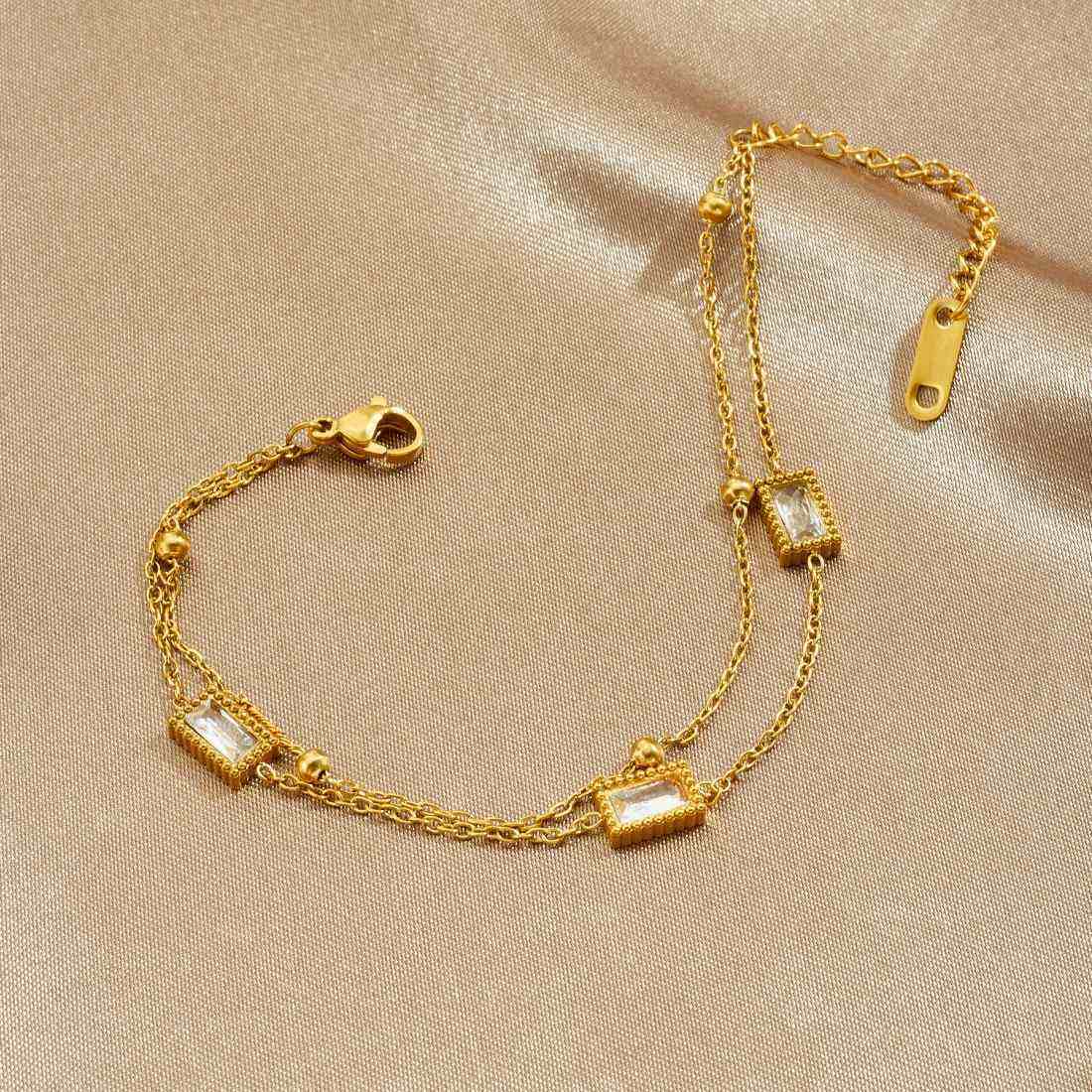 Diamond Block Double-Layer Stacked Bracelet