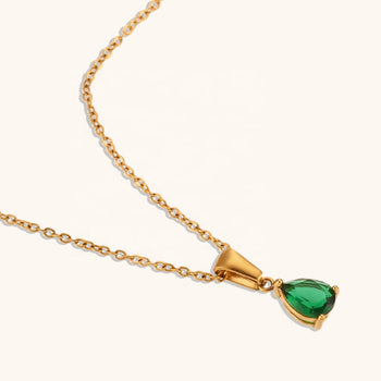 Emerald Drop Pendant Necklace