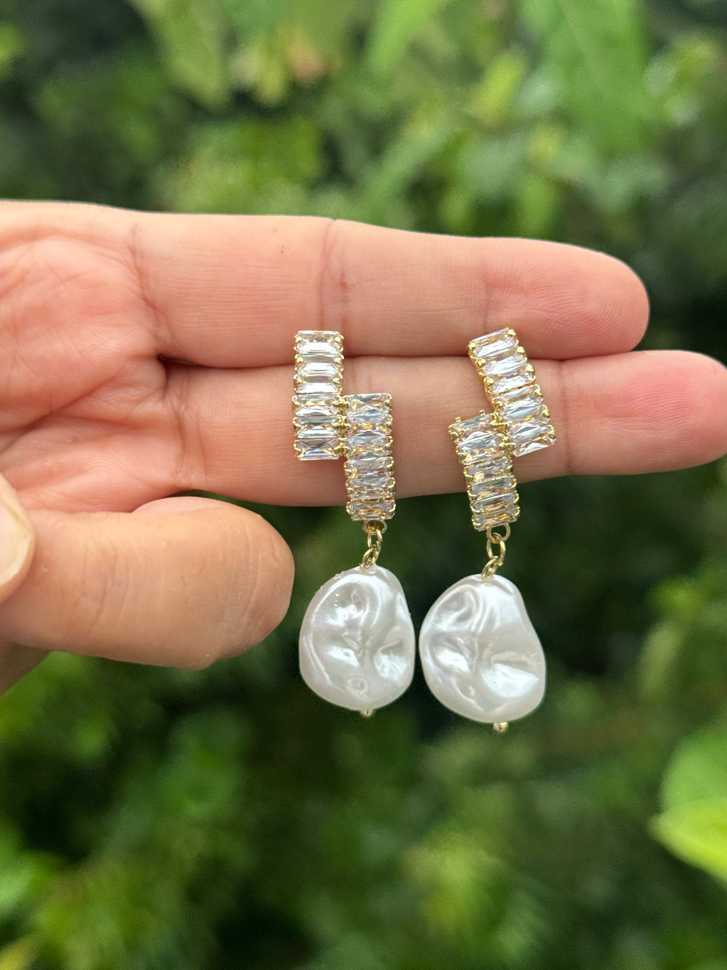 Radiant White Zircon Drop Earrings