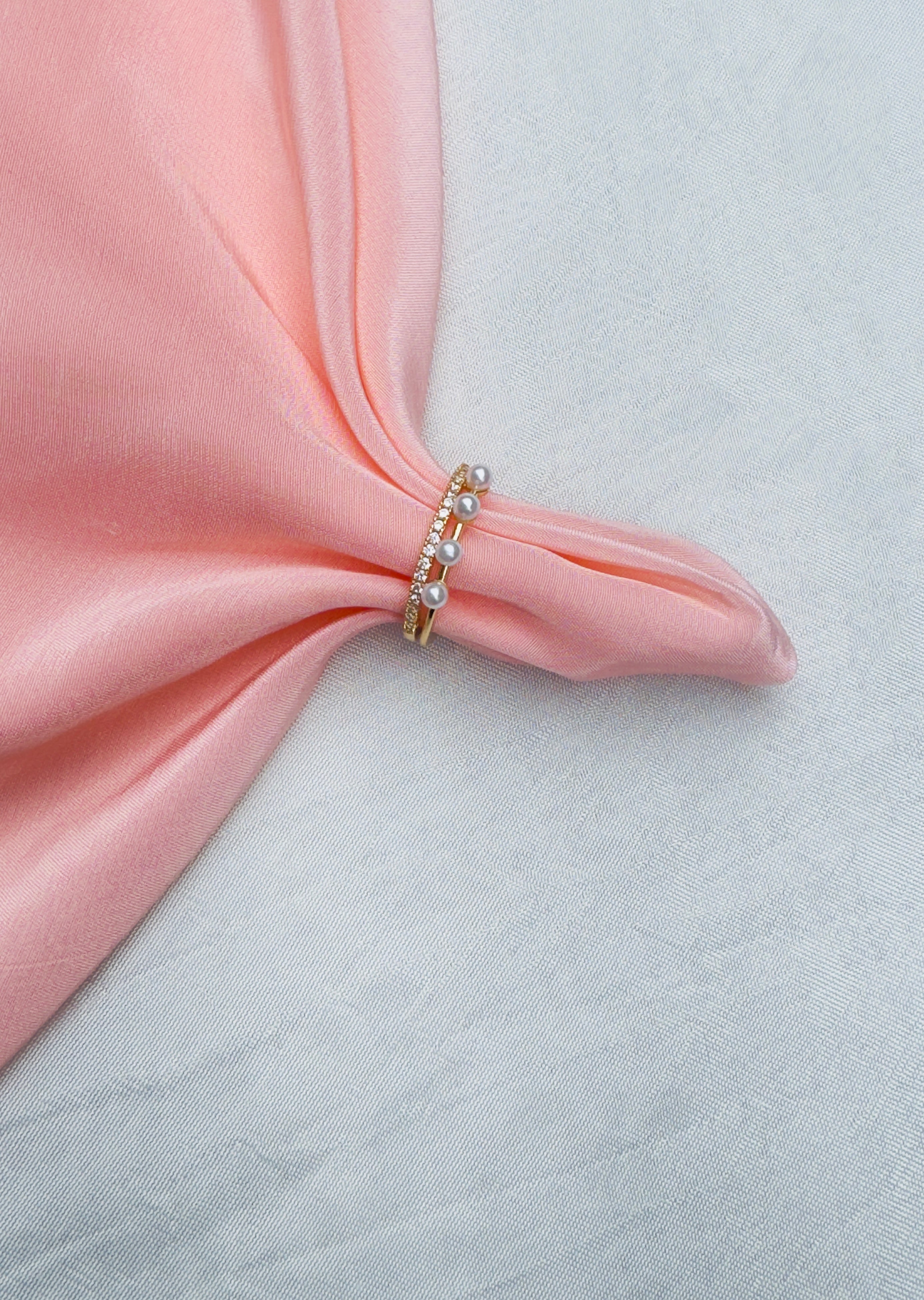 Double layer Pearl Gold Ring