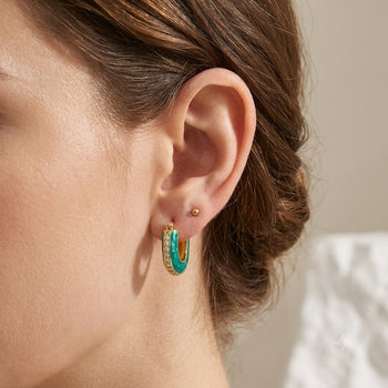 Jade Glow U Shaped Stud Earrings