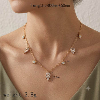 Leaf Rhinestone Necklace
