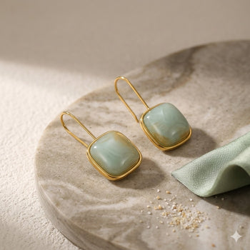 Azure Geo-Square Studs Earrings