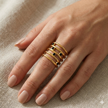 Midnight Layers Black Stones Ring