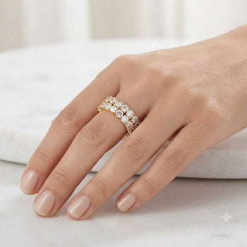 Double Zircon Long Band 6.63mm Ring