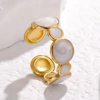 Dual Halo White Adjustable Ring