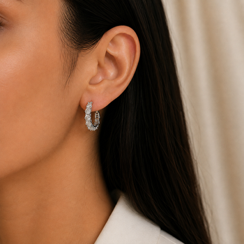 Silver Stone Bali Earrings