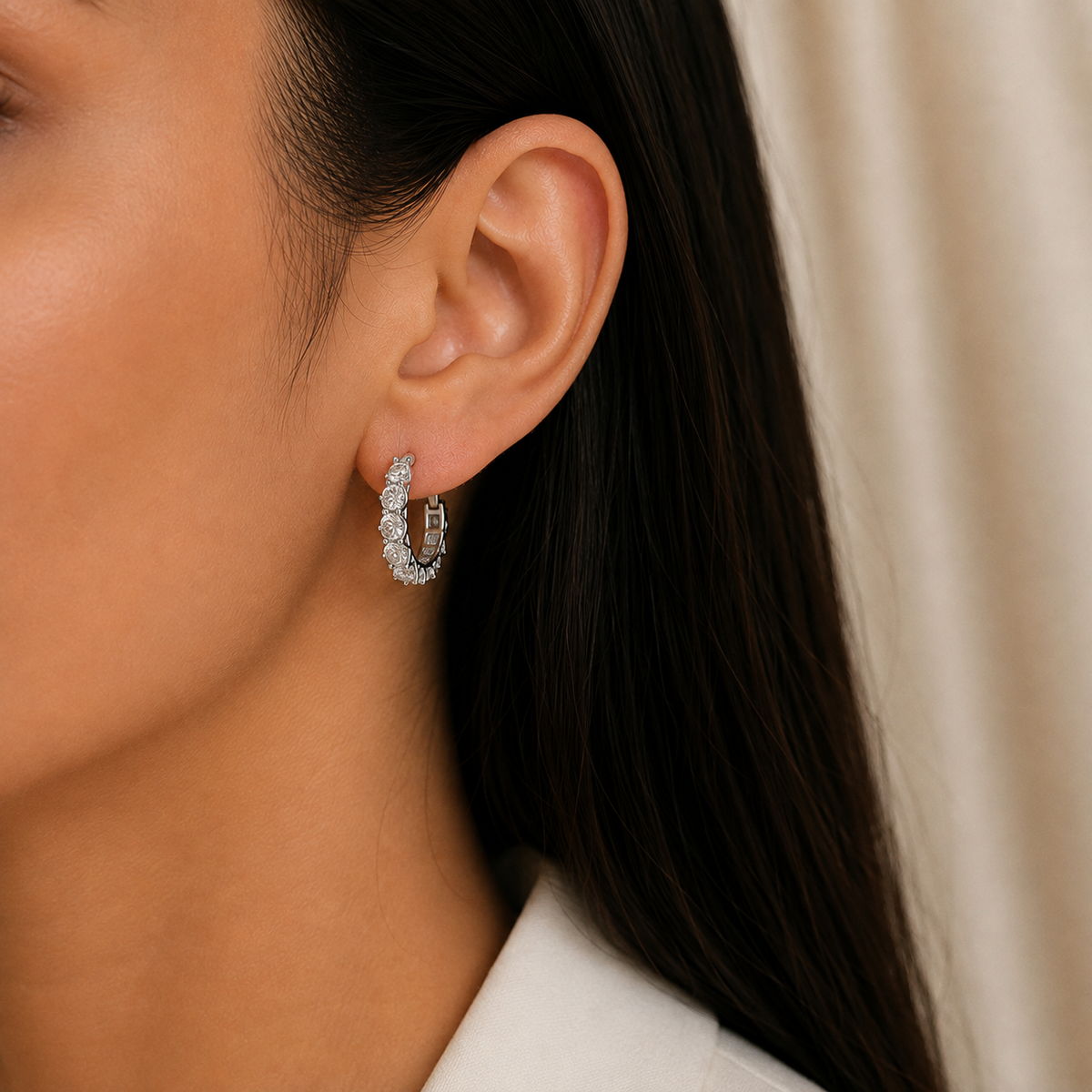 Silver Stone Bali Earrings