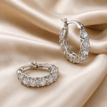 Silver Stone Bali Earrings